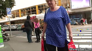 Huge boobs flaxen-haired granny pleases young stranger
